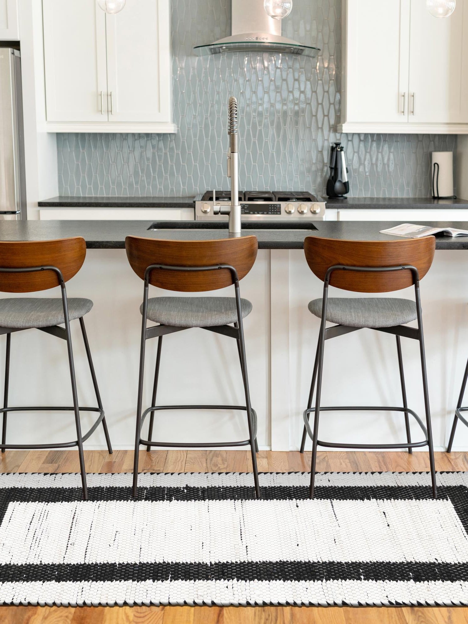 White and Black 2' 2 x 6' 1 Chindi Jute Runner Area Rug Interior Design Home Decor Carpet Mat for Sale at Rug Engine