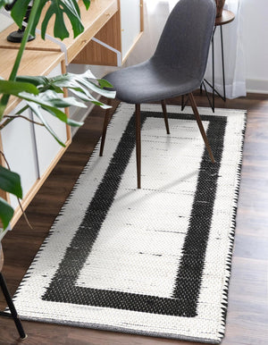 White and Black 2' 2 x 6' 1 Chindi Jute Runner Rug