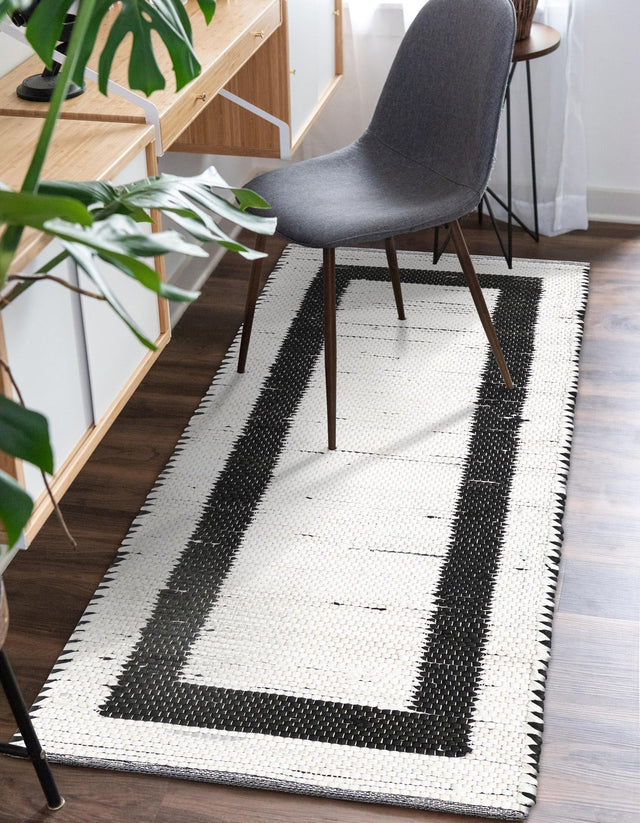 White and Black 2' 2 x 6' 1 Chindi Jute Runner Rug