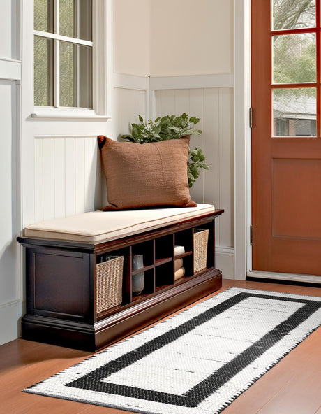 White and Black 2' 7 x 10' Chindi Jute Runner Area Rug Interior Design Home Decor Carpet Mat for Sale at Rug Engine