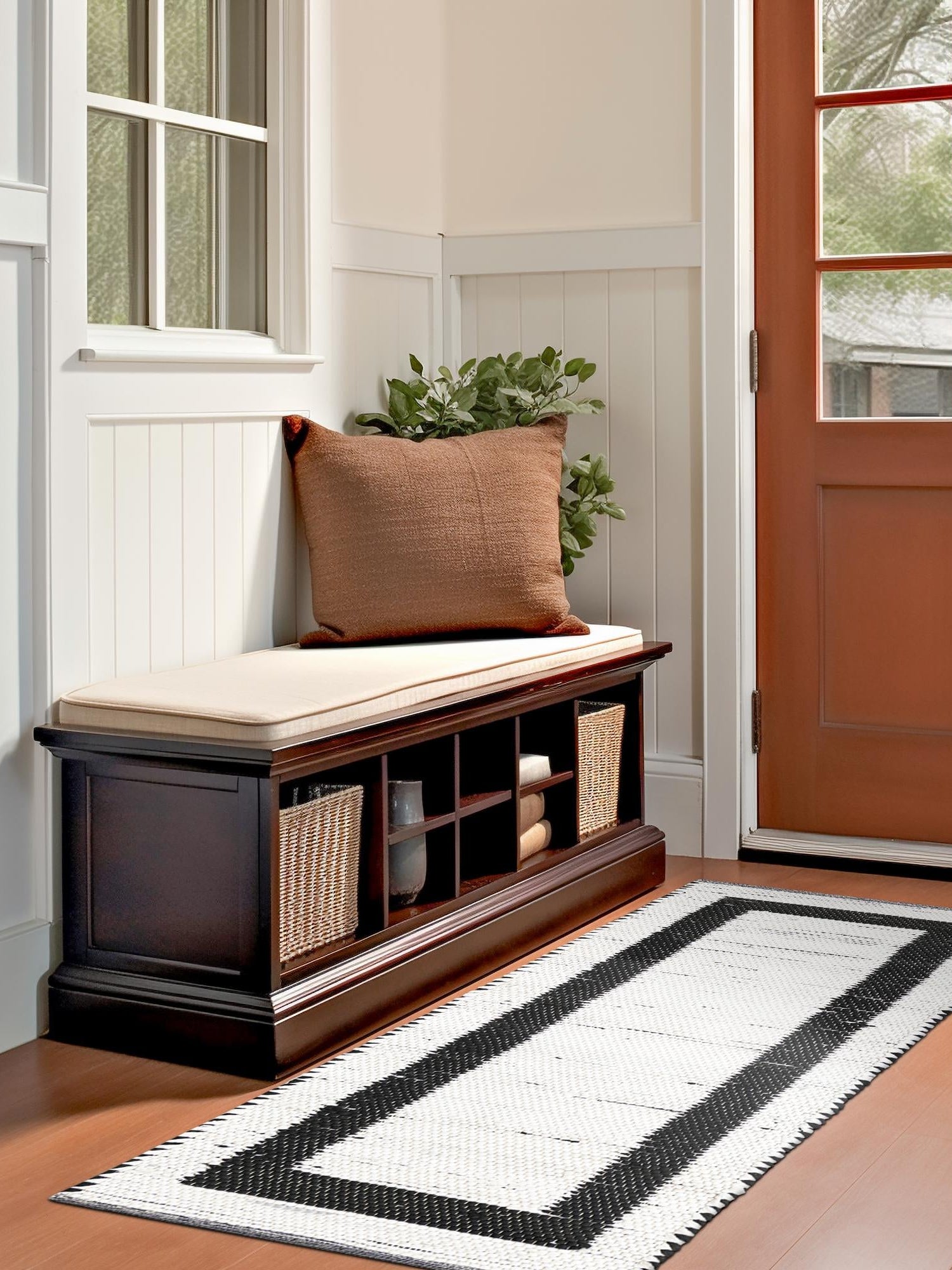 White and Black 2' 2 x 6' 1 Chindi Jute Runner Area Rug Interior Design Home Decor Carpet Mat for Sale at Rug Engine