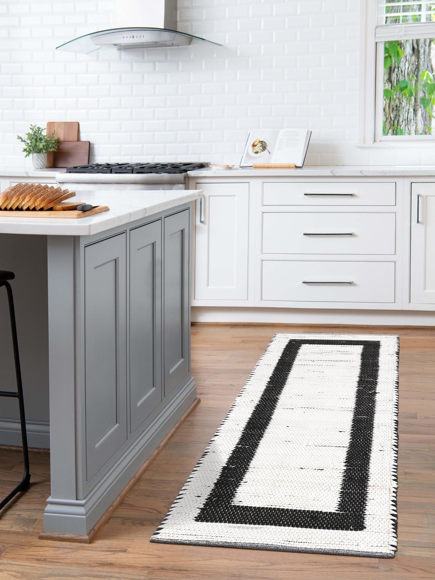 White and Black 2' 2 x 6' 1 Chindi Jute Runner Area Rug Interior Design Home Decor Carpet Mat for Sale at Rug Engine