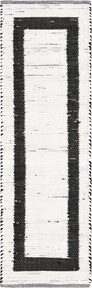White and Black 2' 2 x 6' 1 Chindi Jute Runner Rug