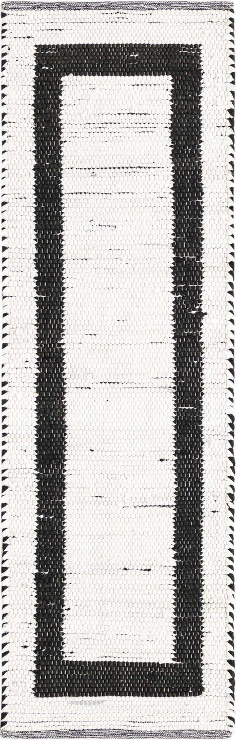 White and Black 2' 2 x 6' 1 Chindi Jute Runner Rug