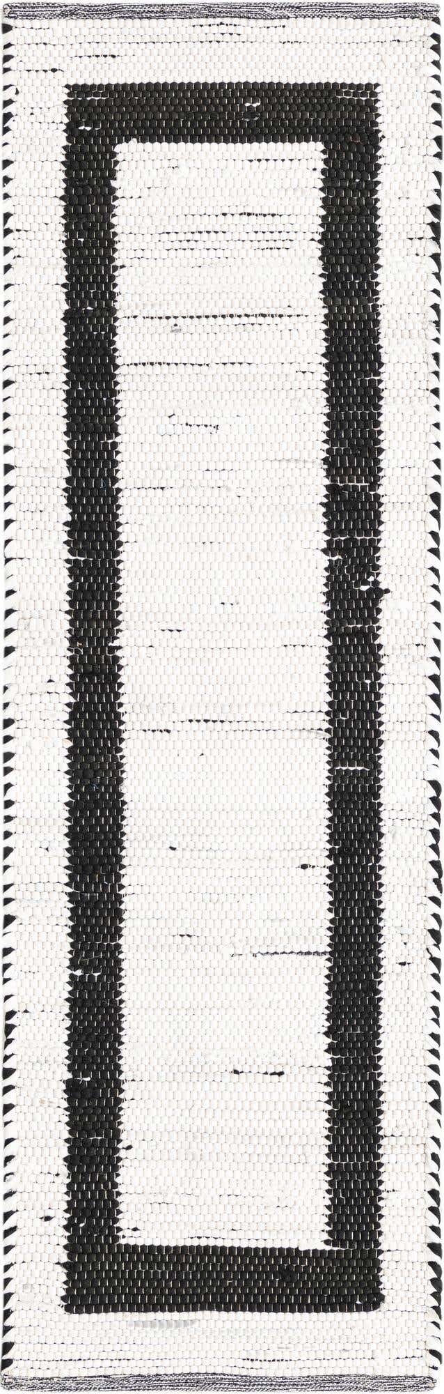 White and Black 2' 2 x 6' 1 Chindi Jute Runner Rug