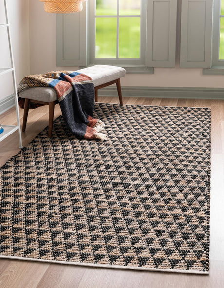 Black 5' 1 x 8' Chindi Jute Rectangle Rug