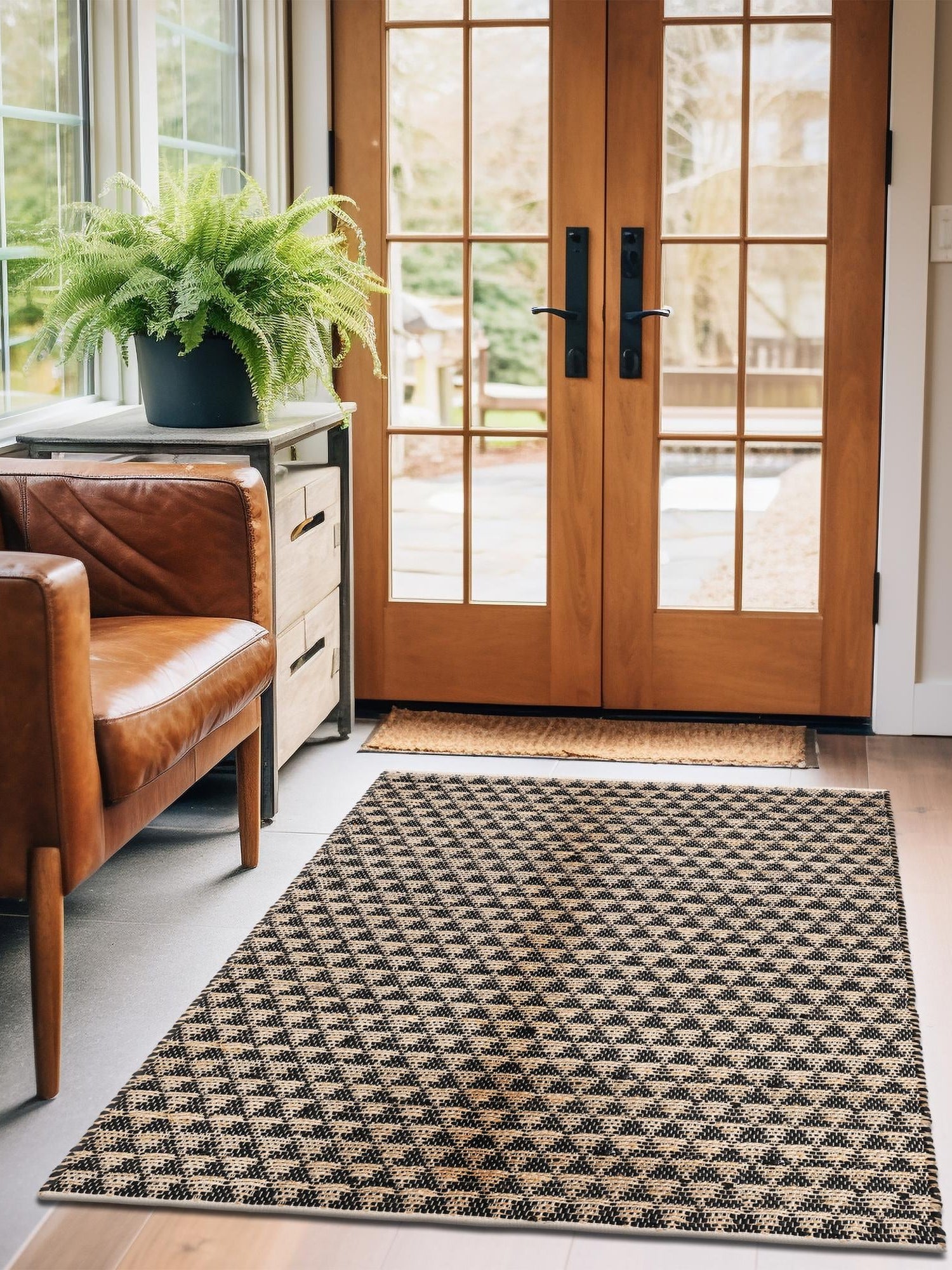 Black 5' 1 x 8' Chindi Jute Rectangle Area Rug Interior Design Home Decor Carpet Mat for Sale at Rug Engine