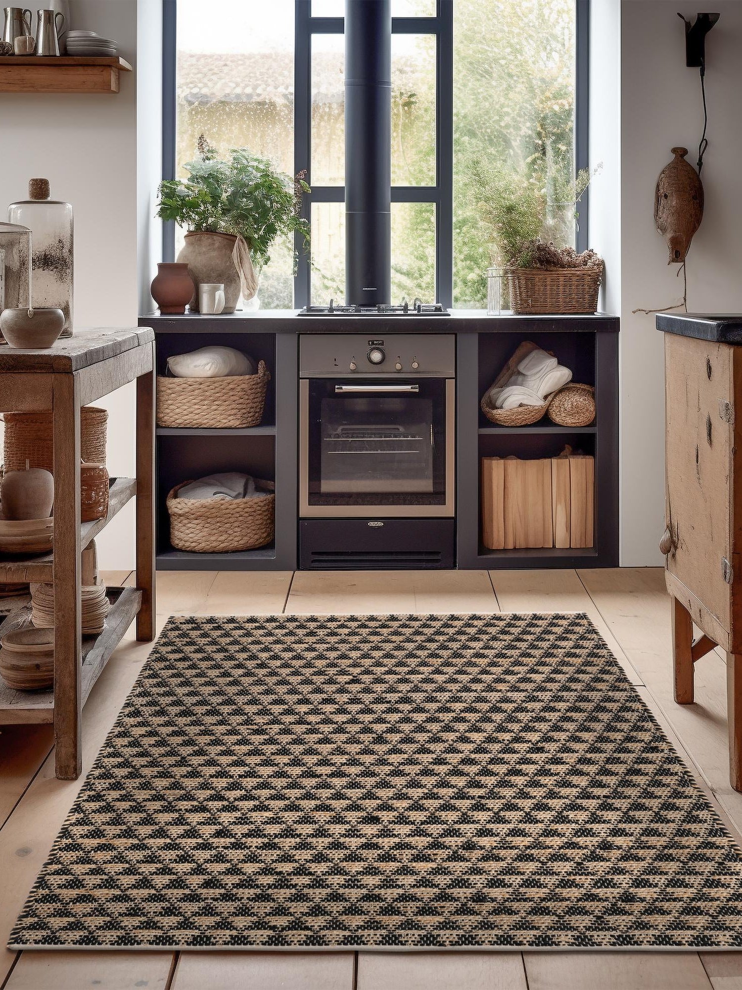 Black 10' x 14' 1 Chindi Jute Rectangle Area Rug Interior Design Home Decor Carpet Mat for Sale at Rug Engine