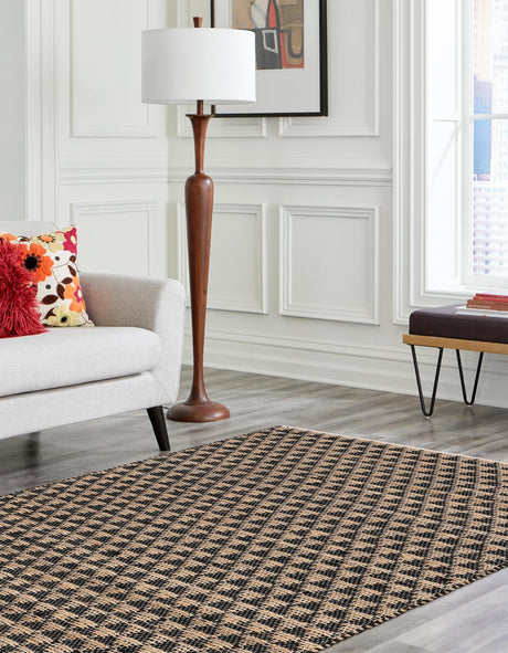 Black 7' 1 x 10' Chindi Jute Rectangle Area Rug Interior Design Home Decor Carpet Mat for Sale at Rug Engine