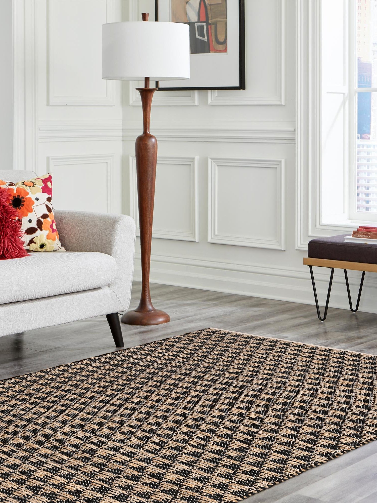 Black 10' x 14' 1 Chindi Jute Rectangle Area Rug Interior Design Home Decor Carpet Mat for Sale at Rug Engine