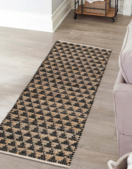 Black 2' 2 x 6' 1 Chindi Jute Runner Rug