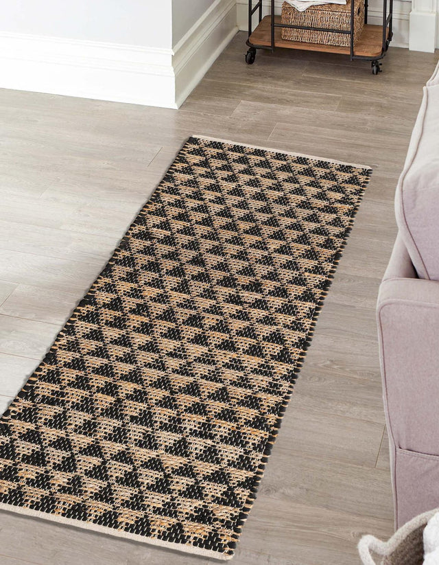 Black 3' x 10' Chindi Jute Runner Rug