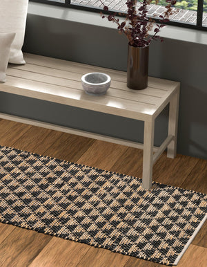 Black 2' 2 x 6' 1 Chindi Jute Runner Rug