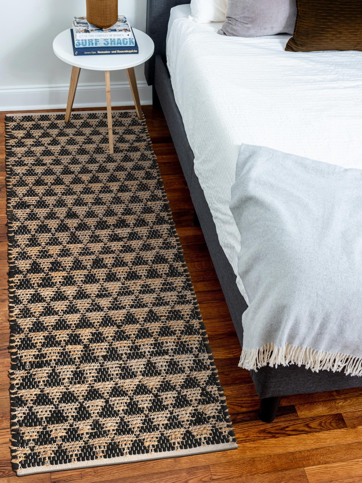 Black 2' 7 x 10' Chindi Jute Runner Area Rug Interior Design Home Decor Carpet Mat for Sale at Rug Engine