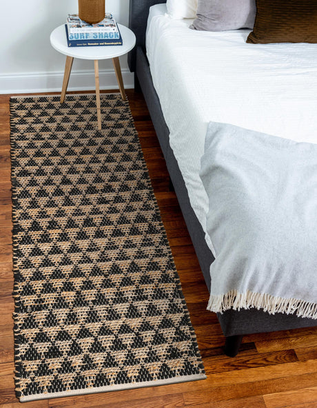 Black 2' 7 x 10' Chindi Jute Runner Area Rug Interior Design Home Decor Carpet Mat for Sale at Rug Engine