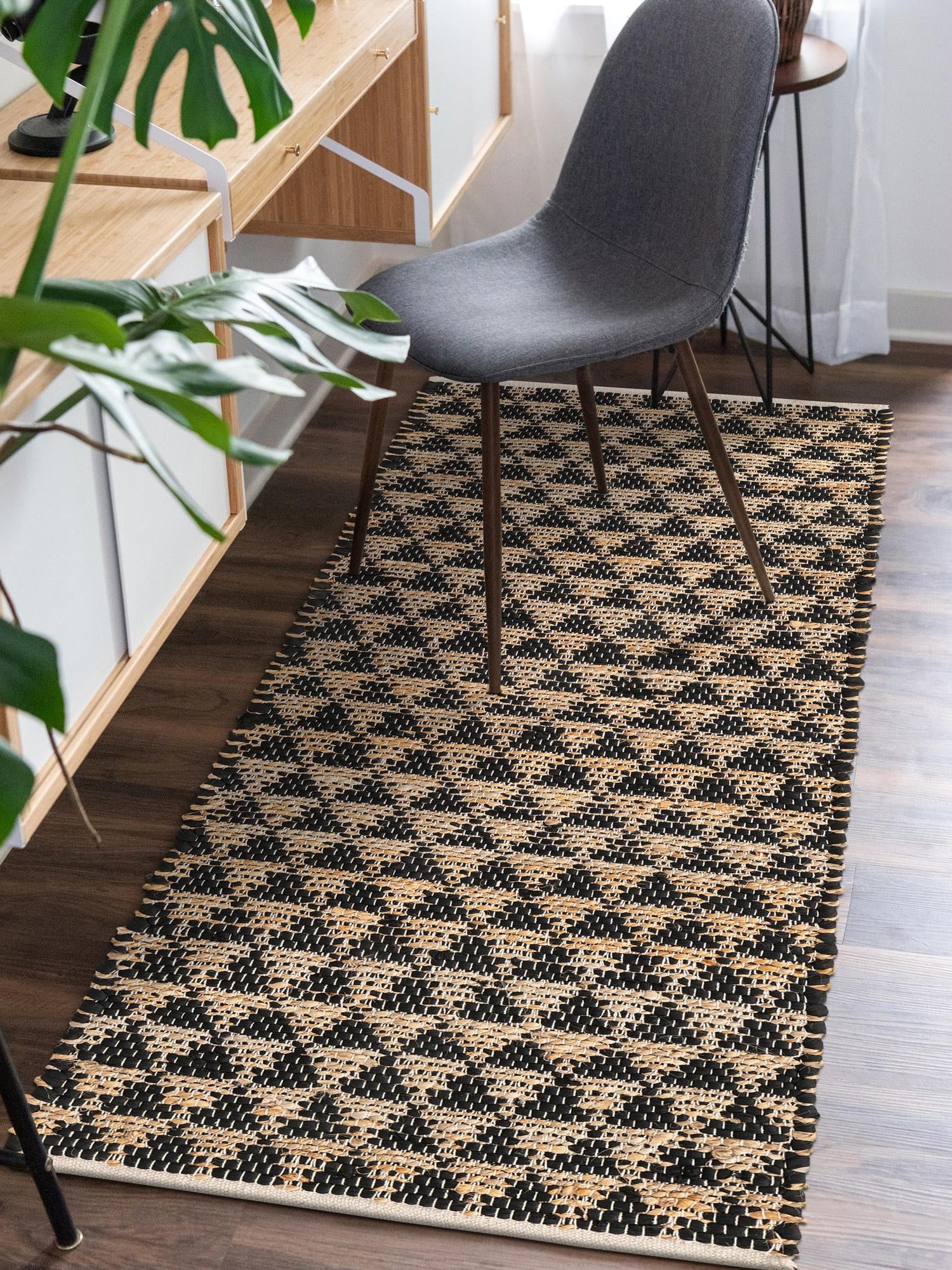 Black 2' 7 x 10' Chindi Jute Runner Area Rug Interior Design Home Decor Carpet Mat for Sale at Rug Engine