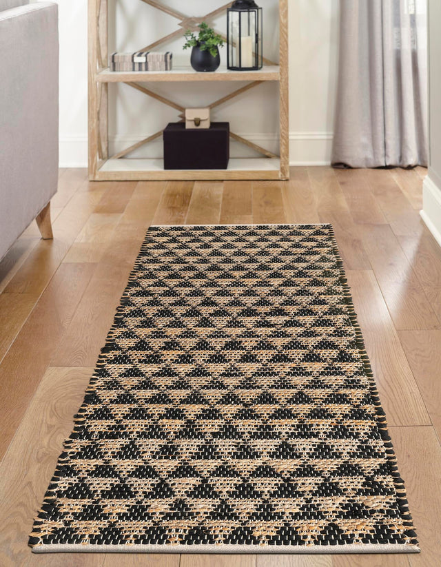 Black 2' 2 x 6' 1 Chindi Jute Runner Rug