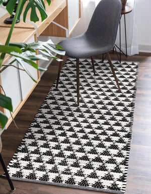 White Black 2' 2 x 6' 1 Chindi Jute Runner Rug