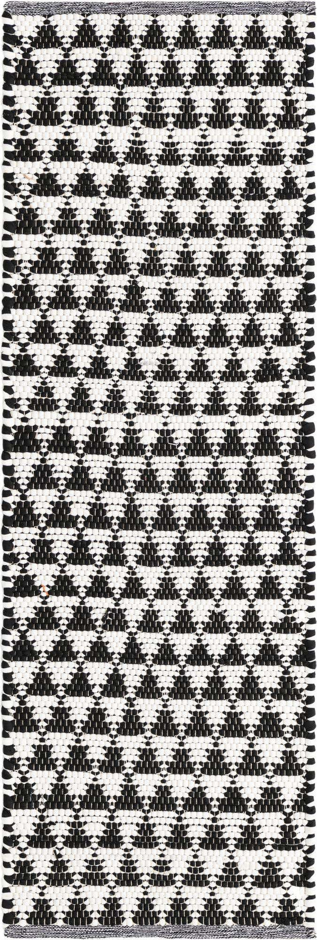 White Black 2' 2 x 6' 1 Chindi Jute Runner Rug