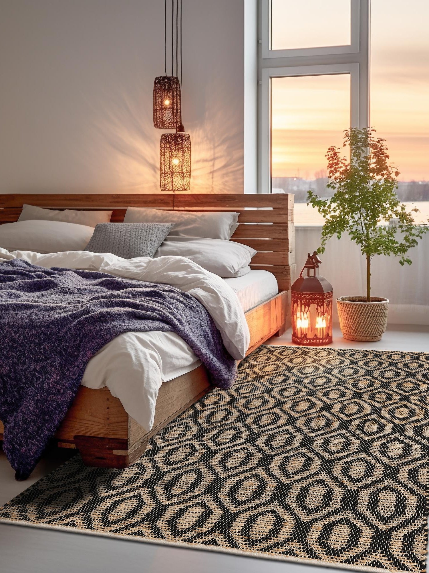 Black 5' 1 x 8' Chindi Jute Rectangle Area Rug Interior Design Home Decor Carpet Mat for Sale at Rug Engine