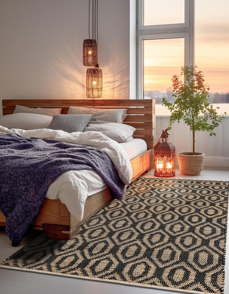 Black 5' 1 x 8' Chindi Jute Rectangle Area Rug Interior Design Home Decor Carpet Mat for Sale at Rug Engine