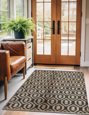Black 5' 1 x 8' Chindi Jute Rectangle Rug