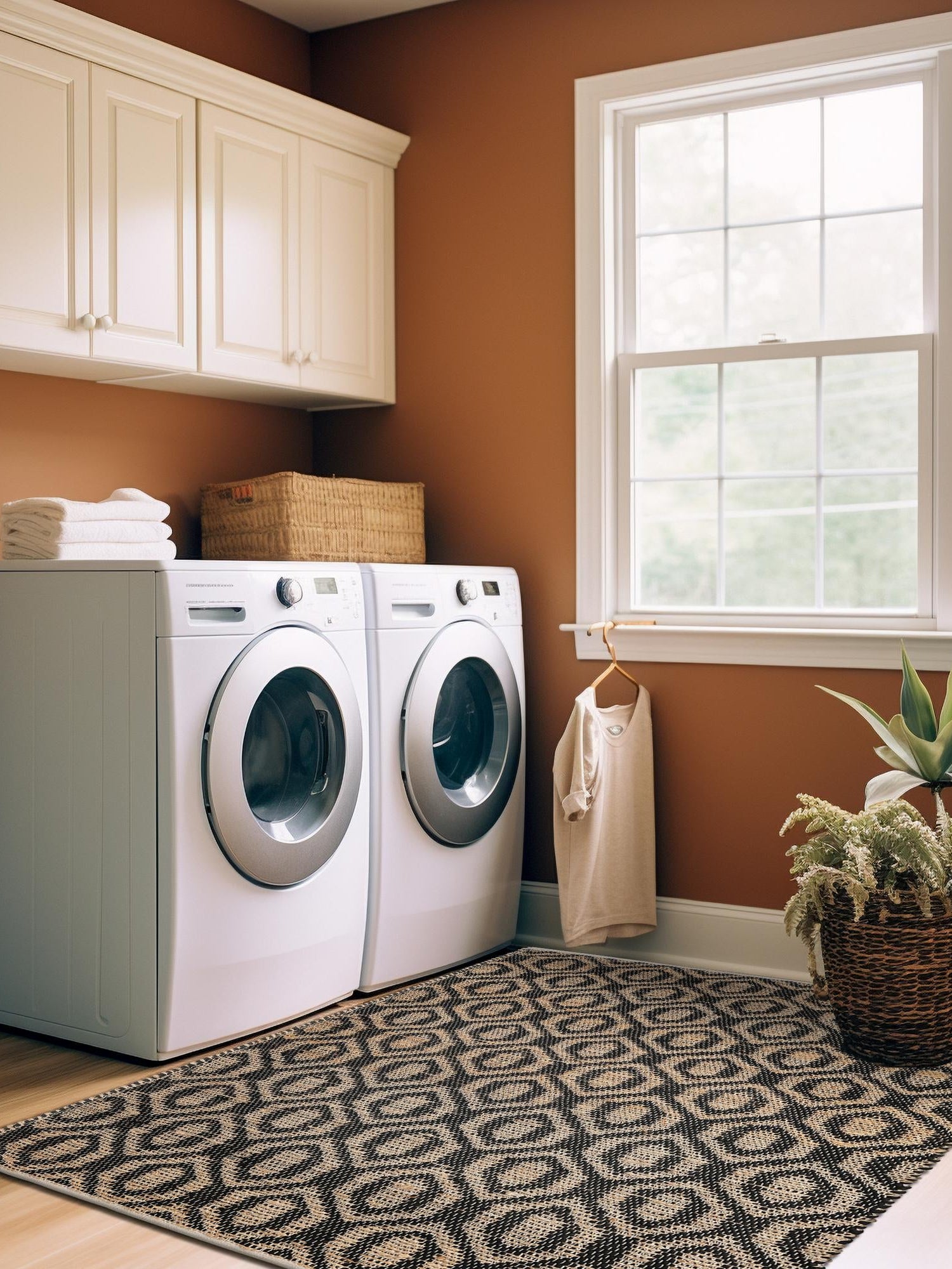 Black 5' 1 x 8' Chindi Jute Rectangle Area Rug Interior Design Home Decor Carpet Mat for Sale at Rug Engine