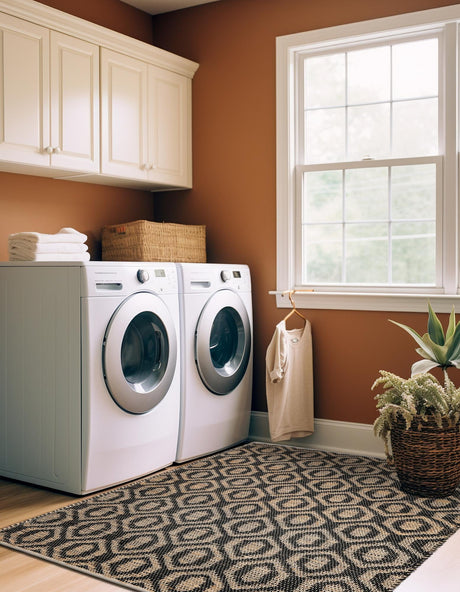 Black 5' 1 x 8' Chindi Jute Rectangle Area Rug Interior Design Home Decor Carpet Mat for Sale at Rug Engine