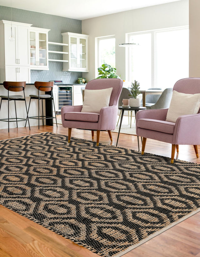 Black 7' 1 x 10' Chindi Jute Rectangle Rug
