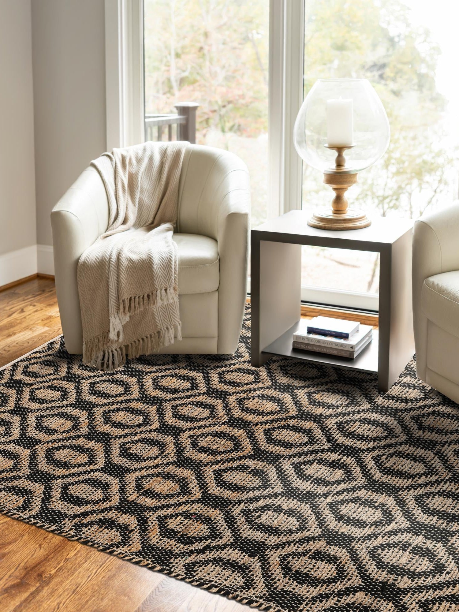 Black 7' 1 x 10' Chindi Jute Rectangle Area Rug Interior Design Home Decor Carpet Mat for Sale at Rug Engine