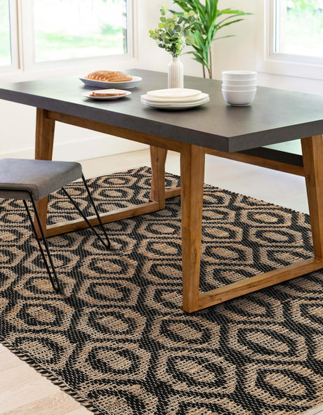 Black 5' 1 x 8' Chindi Jute Rectangle Area Rug Interior Design Home Decor Carpet Mat for Sale at Rug Engine