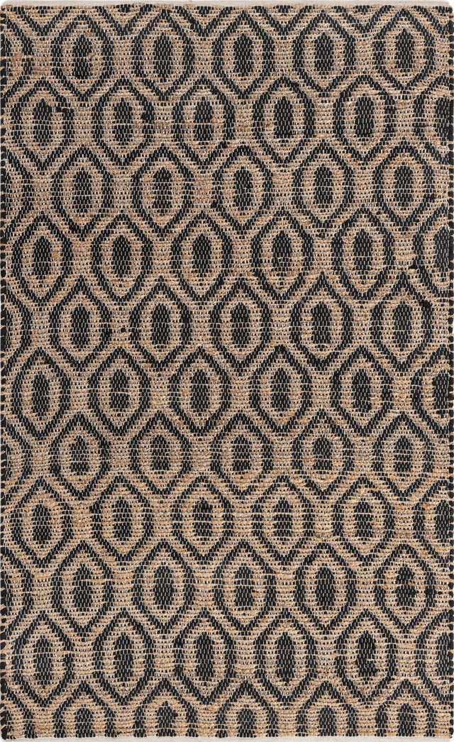 Black 5' 1 x 8' Chindi Jute Rectangle Rug