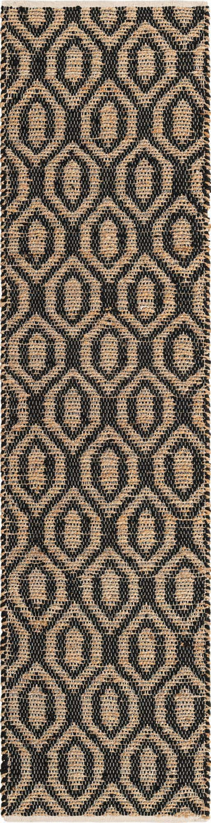Black 3' x 10' Chindi Jute Runner Rug