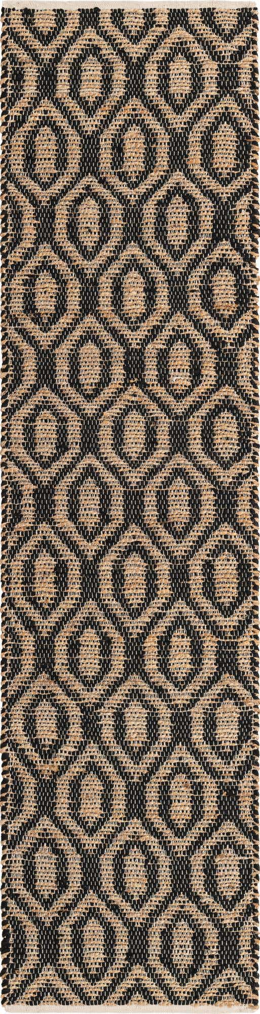 Black 3' x 10' Chindi Jute Runner Rug