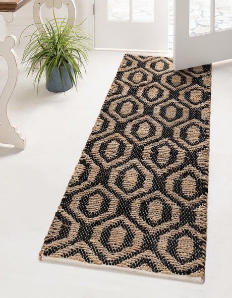 Black 3' x 10' Chindi Jute Runner Rug