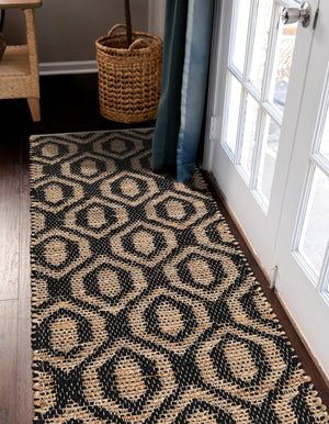 Black 3' x 10' Chindi Jute Runner Rug