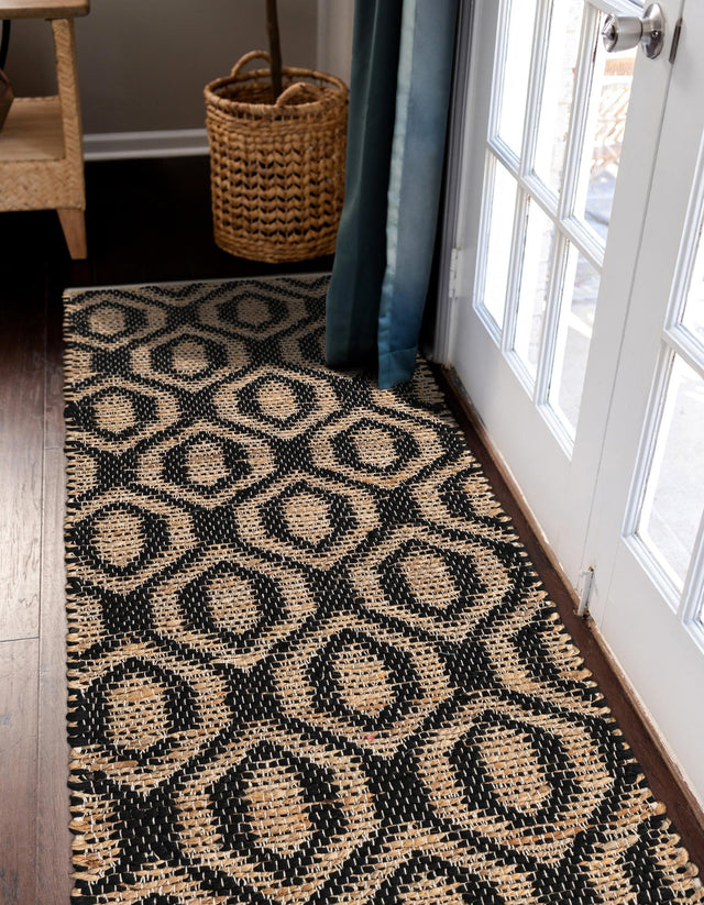 Black 3' x 10' Chindi Jute Runner Rug