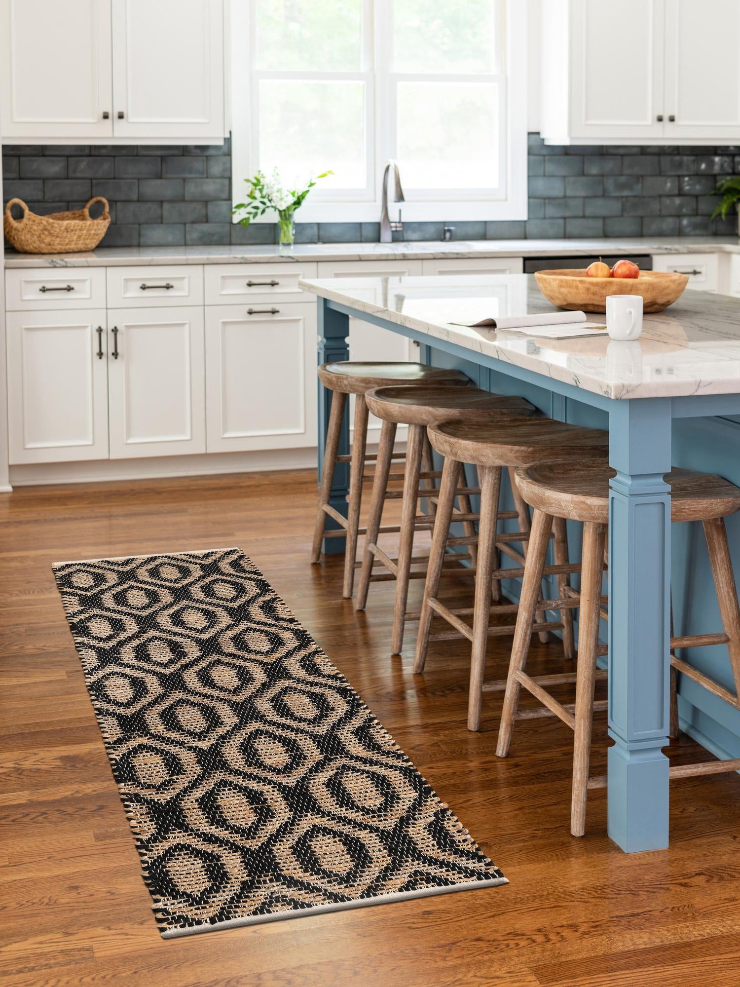 Black 2' 7 x 10' Chindi Jute Runner Area Rug Interior Design Home Decor Carpet Mat for Sale at Rug Engine