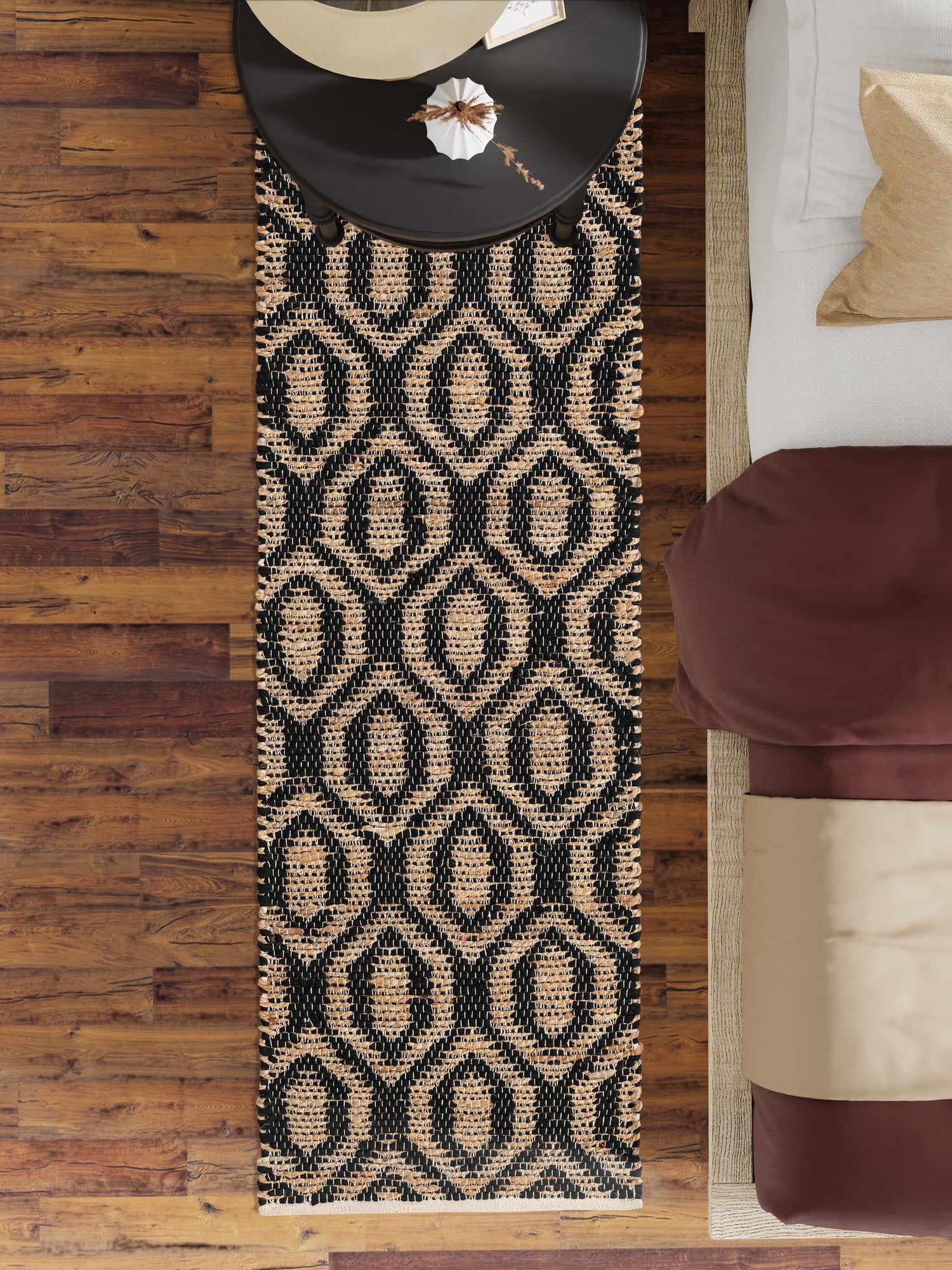 Black 2' 7 x 10' Chindi Jute Runner Area Rug Interior Design Home Decor Carpet Mat for Sale at Rug Engine