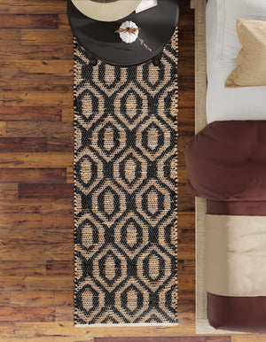 Black 3' x 10' Chindi Jute Runner Rug