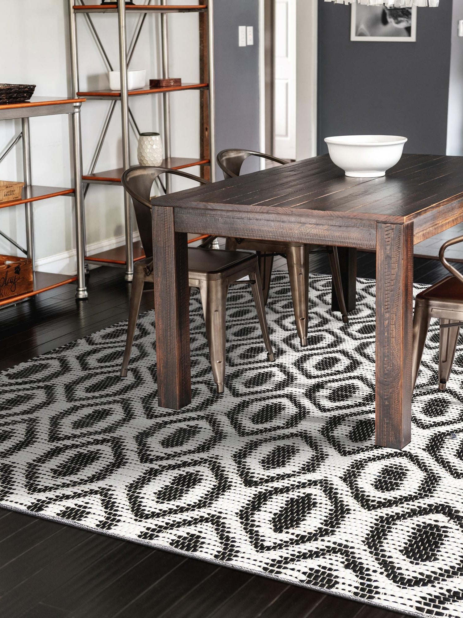 Black and White 8' x 11' Chindi Jute Rectangle Area Rug Interior Design Home Decor Carpet Mat for Sale at Rug Engine