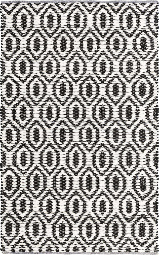 Black and White 5' 1 x 8' Chindi Jute Rectangle Rug