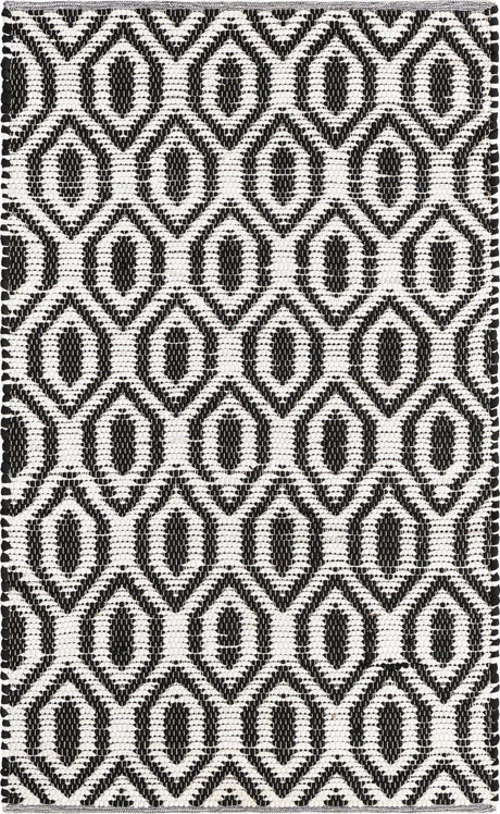 Black and White 4' 1 x 6' 1 Chindi Jute Rectangle Rug