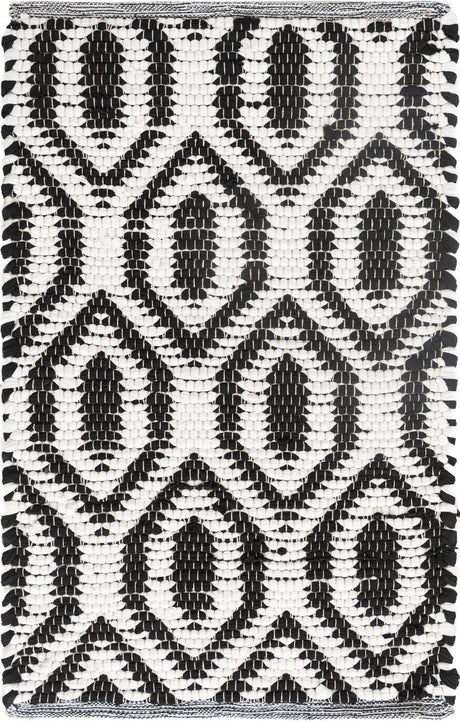 Black and White 2' x 3' 1 Chindi Jute Rectangle Rug