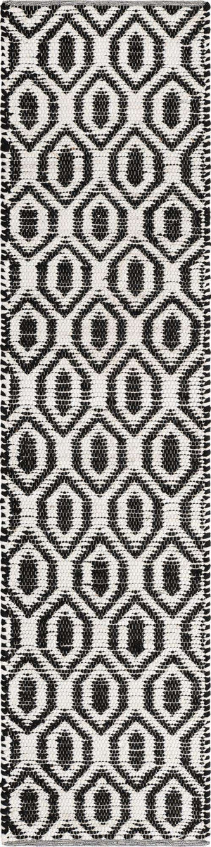 Black and White 3' x 10' Chindi Jute Runner Rug