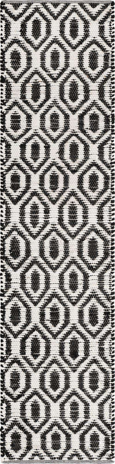 Black and White 3' x 10' Chindi Jute Runner Rug