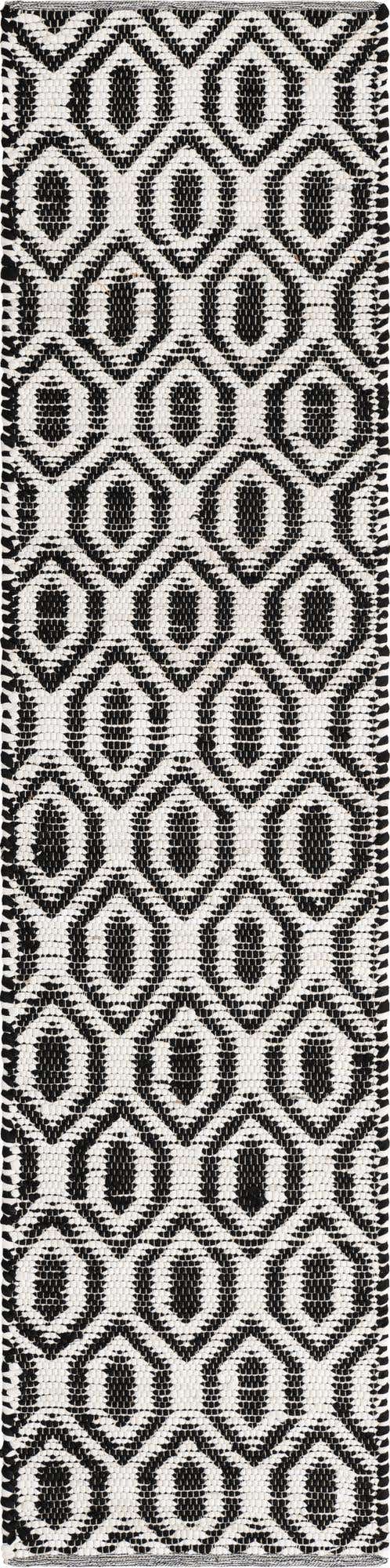 Black and White 3' x 10' Chindi Jute Runner Rug