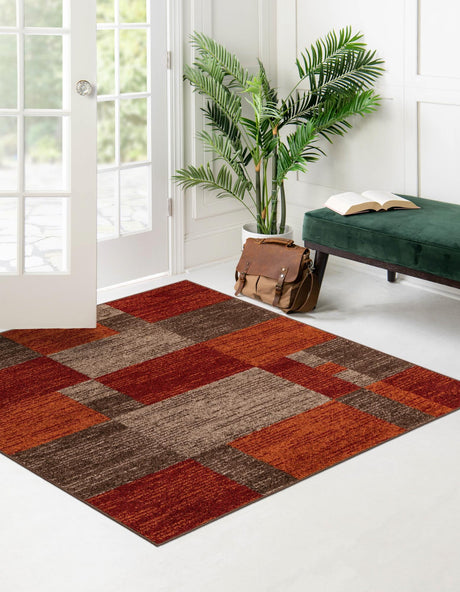 Multicolor 5' 3 x 5' 3 Autumn Square Area Rug 100% Polypropylene Durable Jute Backing Living Dining Room Bedroom Office Modern Decor Carpet for Sale at Rug Engine