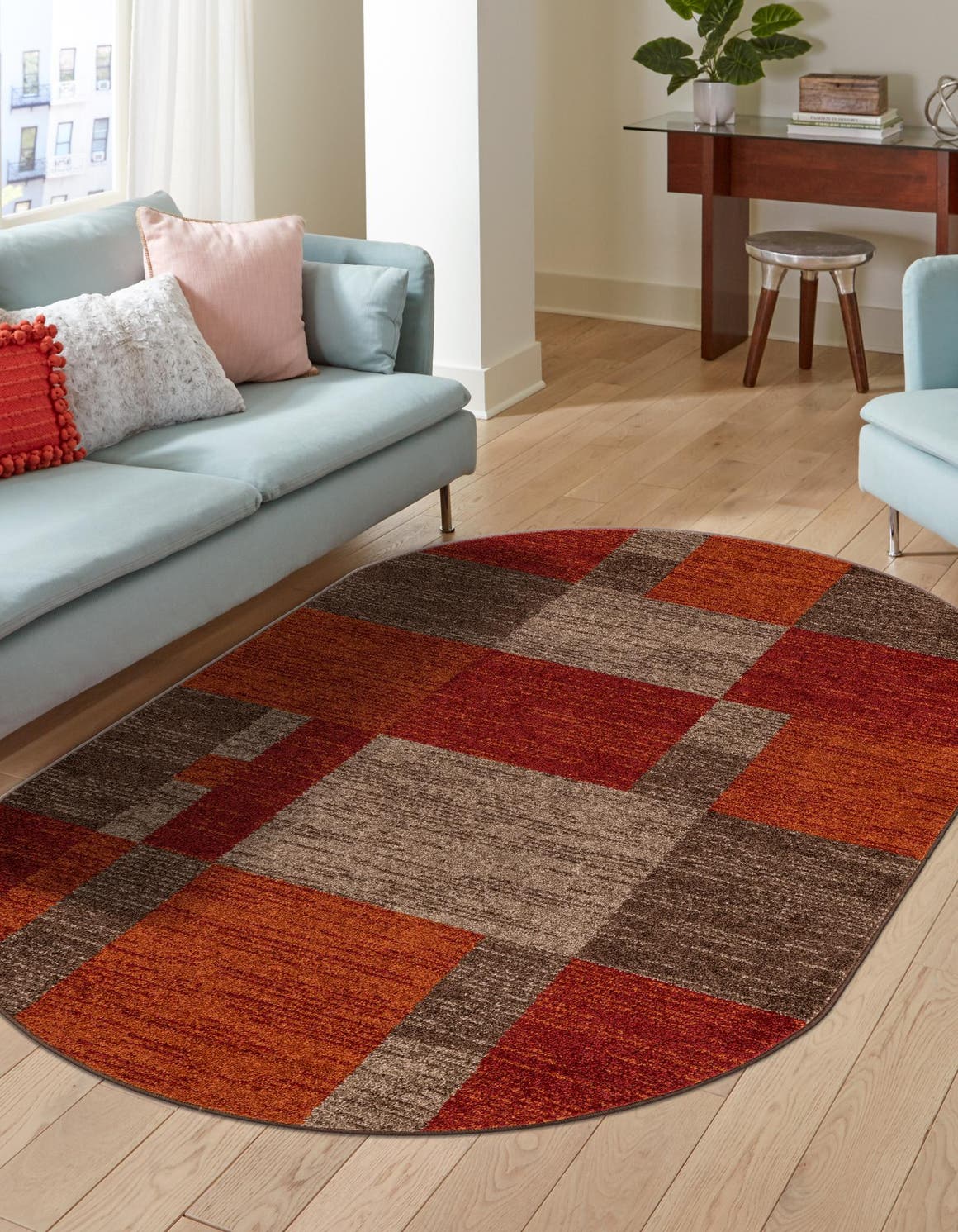 Multicolor 4' 1 x 6' 1 Autumn Oval Area Rug 100% Polypropylene Durable Jute Backing Living Dining Room Bedroom Office Modern Decor Carpet for Sale at Rug Engine