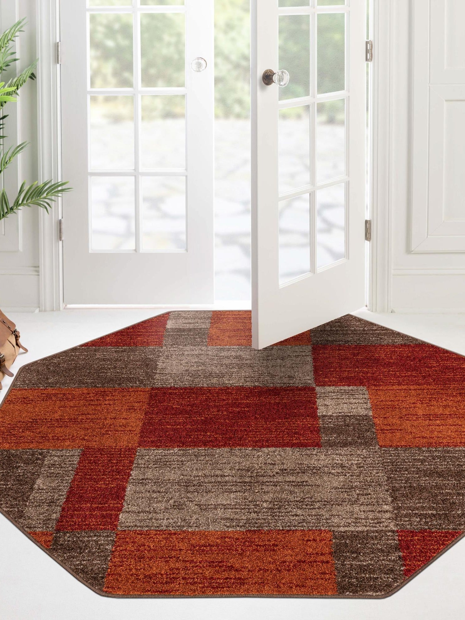 Multicolor 5' 3 x 5' 3 Autumn Octagon Area Rug 100% Polypropylene Durable Jute Backing Living Dining Room Bedroom Office Modern Decor Carpet for Sale at Rug Engine